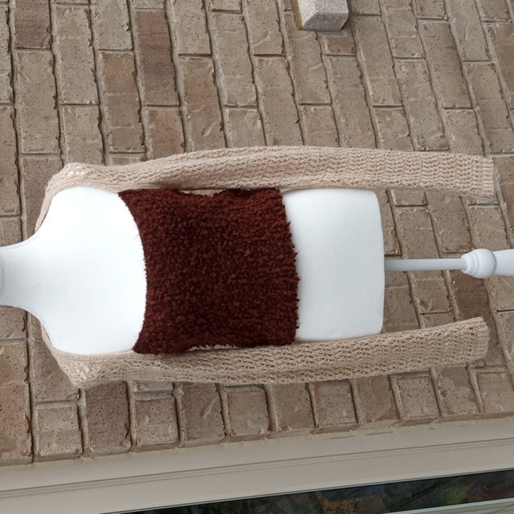 Zara Beige Knit Top with Brown Accents